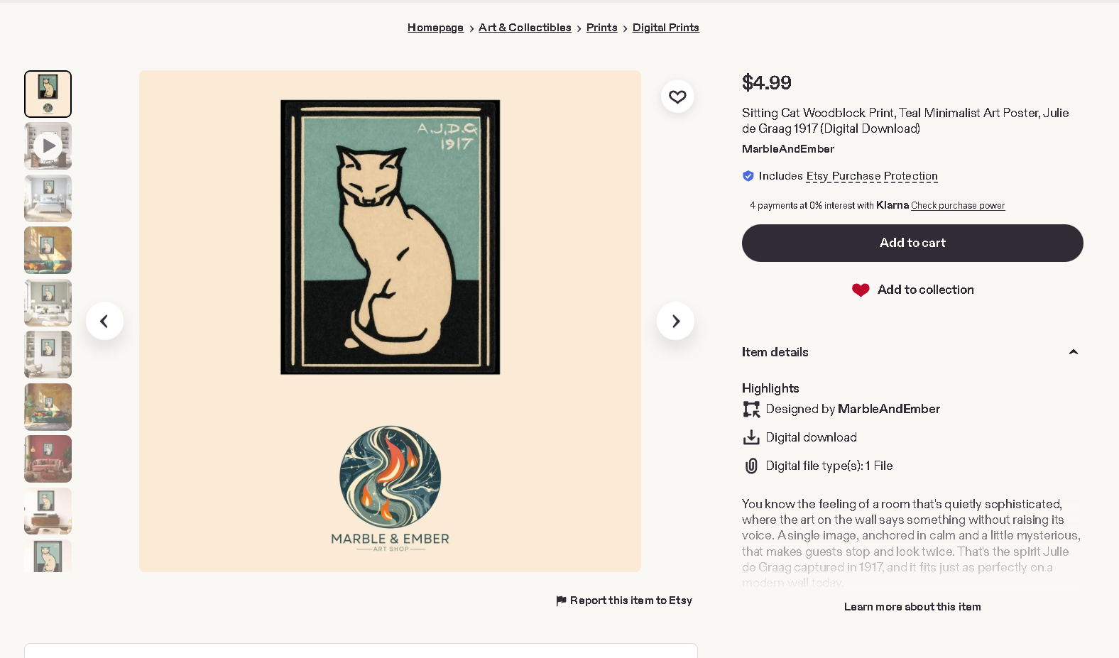 A nearly complete printable art listing generated for Etsy